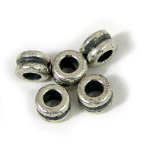 Classic Silver Finish 7mm Double Ring Spacer Beads, EA