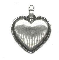35mm Classic Silver Puff Heart Charm, 6 pack