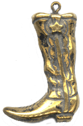 36mm Western Cowboy Boot Charm, Antique Gold, Pack of 6