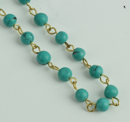Beaded Chain, 6mm Turquoise  green, 10ft