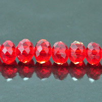 6x8mm Rondelle Ruby Red Faceted Fire-n-Ice Crystal Beads, 16" Strand
