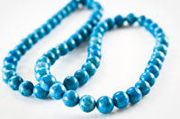 6mm Denim Blue Fossil Beads, 16 inch strand