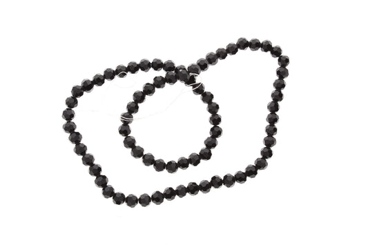 6mm Round Jet Black Faceted Fire-n-Ice Crystal Beads, 16 " Strand (07227.91)