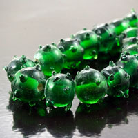 9x11mm Satellite Emerald Glass Beads, strand