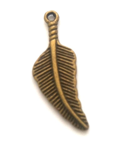 27mm Ant Gold Feather Charm, PKG/6
