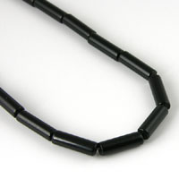 13x4mm Tube Beads, Black Onyx, Strand