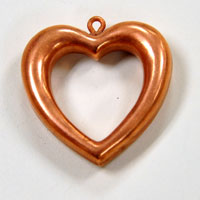 30x31mm Open Heart Pendant/Charm, Bright Copper, pack of 6