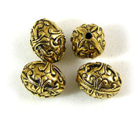 10mm x 8mm Oval French Design Bead, antique gold, each