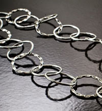 18mm Classic Silver Cable Chain, Hammered and Smooth Round Links 10ft/roll