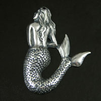 25x35mm(1x.1.4in) Mermaid Charm/Pendant, Classic Silver, pk/6