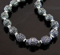 10x15mm Grecian Engraved, Antiqued Classic Silver Beads, 12in strand