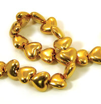 13x12mm Gold Heart Beads, 12in strand