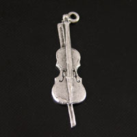 26x7mm Fiddle Violin Chello Charm, Antique Silver, pk/6