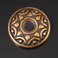 35mm(1.4in) Grecian Sundial Shield w/12mm Bezel, Antique Gold Flat back, pack of 3