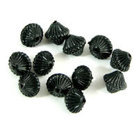 9mm Black Acrylic Mushroom Beads, pack of 12
