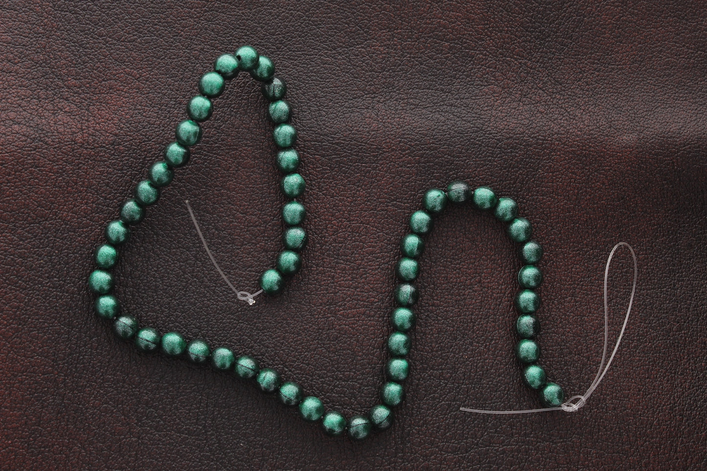 6mm Italian Lucite, Green Pearl Beads, 12 inch strand
