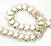 10x8mm Classis Silver Smooth Heart Beads, strand