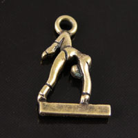 25x15mm Gymnast Charm, Female, Vintage Brass, pk/6