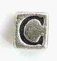 8mm Cast Metal Alphabet Bead, C, pack of 12