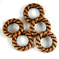 20mm Roped Connector Jump Ring, Antique Copper, pack of 12