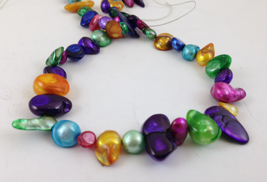 6mm - 12mm Multi-Color, Jewel Tone, Keshi Freshwater Nugget Pearl Beads, 16 inch strand
