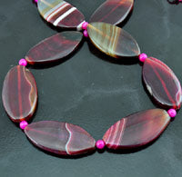 25x47mm Natural Agate-Cherry Rect. Beads, strand
