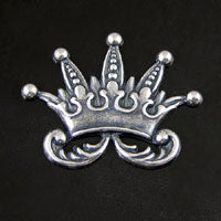 Jester Crown Charm 35mm Royal Crown, Classic Silver, pack of 6