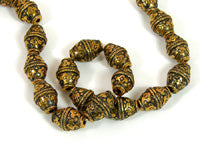 18x12mm Bicone Beads Antique Gold, 14 beads per strand