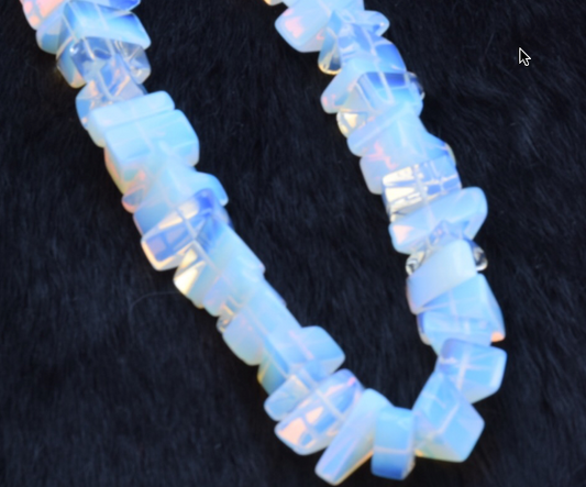 13mm x 7mm Strand of Opalite flat shaped beads, strand