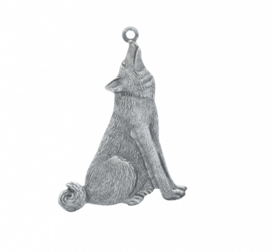 HOWLing COYOTE CHARM, antique silver, each