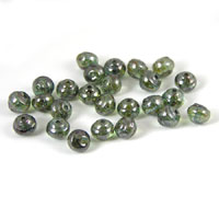 6mm Czech Glass Snail Beads, Crystal Green AB Pearl, pk/24
