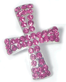 30x22mm Rose Swarovski Crystal Cross Pendant, EA