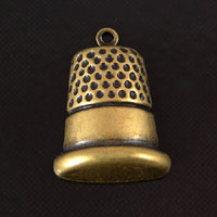 16x13mm Thimble Sewing Charm, Vintage Brass, pk/6