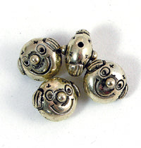 12x13x8mm Antiqued Classic Silver Smiling Face Beads, 12in strand