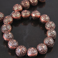 14x12mm Antiqued Copper Elizabethan Heart Round 12in strand