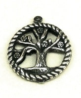 21mm Tree of Life Charms, classic silver, 3D, 6 pack