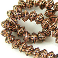 10mm Oriental Rondell Beads, Antique Copper, 12" strand