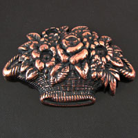 41x25mm Flower Basket Flatback, Antique Copper, pk/6