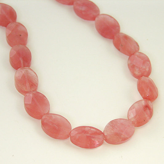 14x10mm Faceted Flat Oval Cherry Quartz Beads, 16 inch str