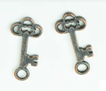 20mm Skeleton Key Charms, Antique Copper, Made in USA, Pack of 6