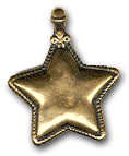 53mm Vintage Double Sided Puff Star Charm or Pendant, antique gold, pack of 3