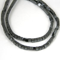 3x3mm Cube Beads Hematite, 16in strand