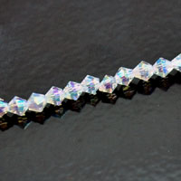 4mm White Faceted Bicone Fire-n-Ice Crystal Beads, 16" Strand