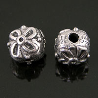 7mm Square Flower Metal Bead, Antiqued Silver, ea