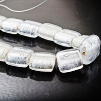 13x21mm Clear Foil Lined Glass Tab Beads, Sold by Strand