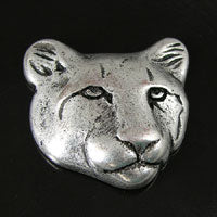 38mm Mountain Lion/Cougar Head, Antiqued Silver Flatback, ea