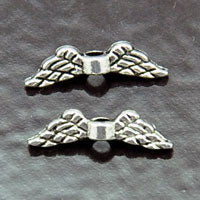 12xmm Angel Wing Beads, Silver, pack of 10