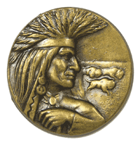 24mm Vintage Brass Indian Profile Charm, pk/3