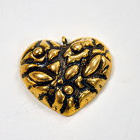 31x30mm Antique Gold Wild Heart Pendant, ea