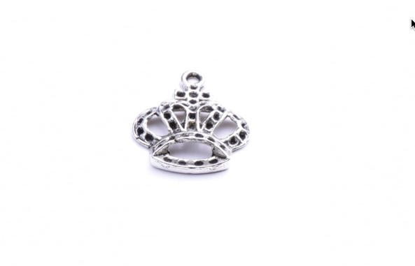 Crown charms 29mm, antique silver ,ea